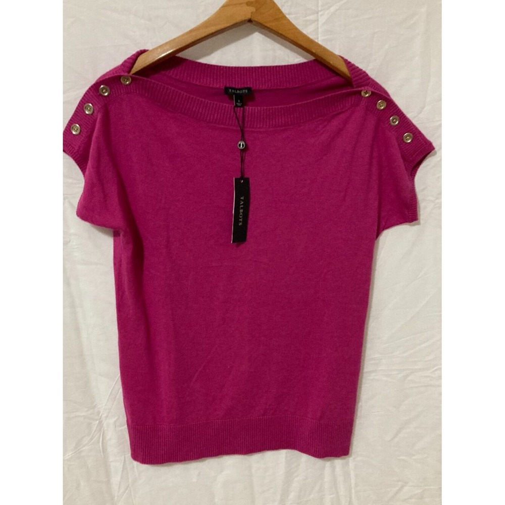 NWT‎ Talbots Short Sleeve Sweater Women S Pink Prep Classic Core Comfort Work